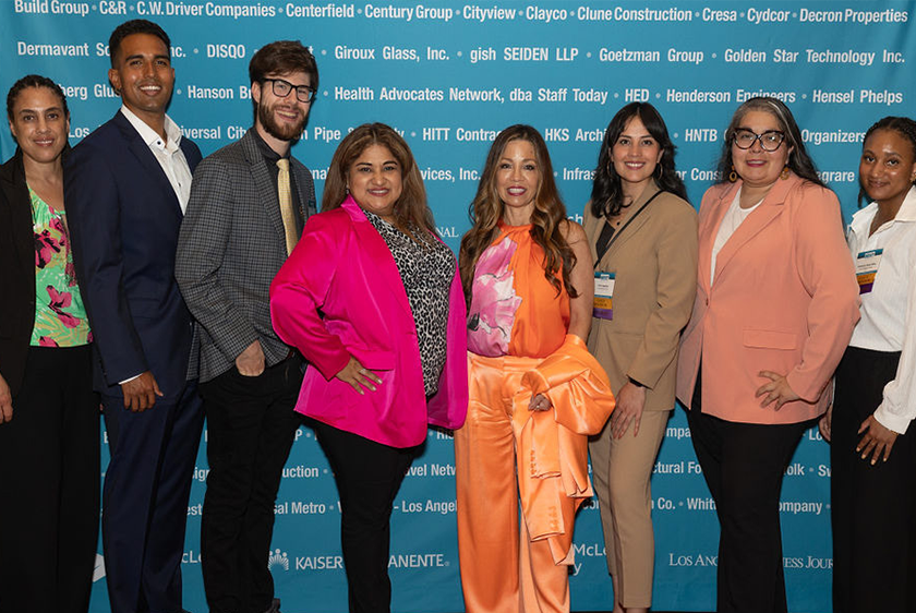 The Lee Andrews Group team being photographed art the Los Angeles Business Journal's 18th annual awards ceremony in Biltmore Los Angeles to recieve the Best Places to Work in Los Angeles Award 2024